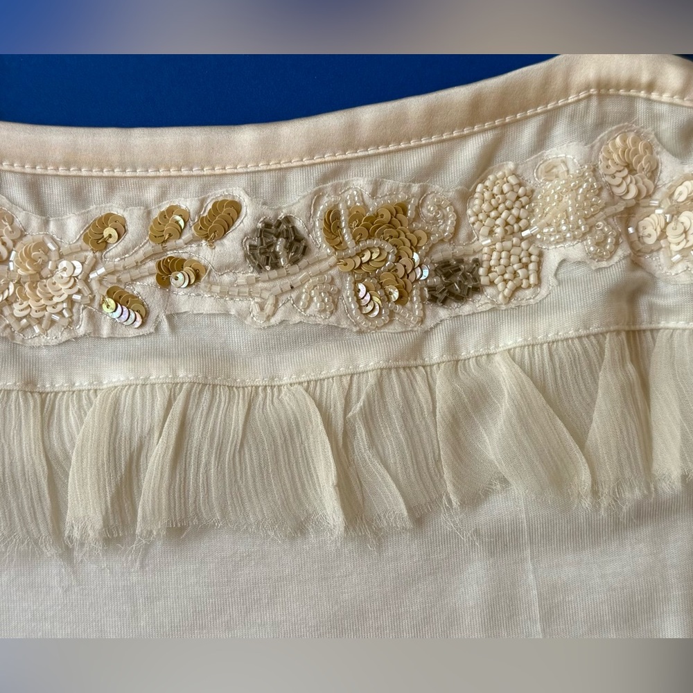 Banana Republic Womens Size S Cream Lace & Sequin Spaghetti Strap Camisole Tank - Picture 3 of 5